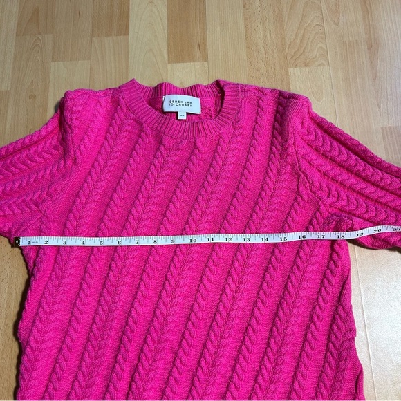10 Crosby Derek Lam Hot Pink Cable Knit Sweater Thick Cotton Blend Med - Picture 9 of 10